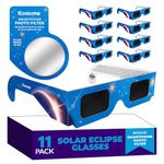 Solar Eclipse Glasses Approved 2024, (11 Pack) CE and ISO Certified Solar Eclipse Observation Glasses, Safe Shades for Direct Sun Viewing, Bonus Smartphone Photo Filter Lens, Blue Stars Design