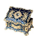 Feyarl Vintage Two Layers Rectangle Trinket Jewelry Box Ornate Ring Earrings Treasure Chest Case Keepsake Box Organizer for Birthday Woman Girl Gift (Blue) 7.1 x 4.7 x 3.1 inches