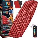 Sleepingo Sleeping Pad for Camping - Ultralight Sleeping Mat for Camping, Backpacking, Hiking - Lightweight, Inflatable & Compact Camping Air Mattress (Red with Black Back)