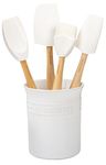 Le Creuset Silicone Craft Series Utensil Set with Stoneware Crock, 5 pc., White