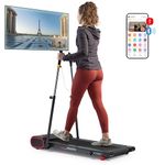 Sunny Health & Fitness Slim Under Desk Walking, Compact Walking Pad Treadmill with Arm Exercisers, Remote Control, LCD Display, SunnyFit App Enhanced Bluetooth Connectivity - SF-T723007