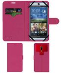 ACM Strap Leather Flip Case Compatible with HTC Desire Eye Mobile Front & Back Cover Pink