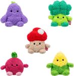 BumBumz 4.5-inch RootBumz Plush 5-Pack - Stan Mushroom, Ronnie Radish, Bobby Broccoli, Colby Corn, and Erinn Eggplant Collectible Stuffed Toys - From The Makers of Original Squishmallows