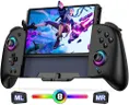 Spican Switch Controllers for Nintendo Switch/OLED Controller, Switch Wireless Pro Controller One-Piece Joypad, Full-Size Ergonomic Handheld Mode Controller with Battery/RGB/Turbo/Programming(Black)