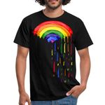 Spreadshirt Rainbow Raining Hearts Men's T-Shirt, S, Black