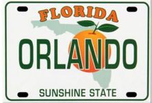 World By Shotglass Orlando Florida License Plate Fridge Collector's Souvenir Magnet 2.5" X 3.5"