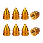 TSUGAMI Car Tire Valve Caps, 8 Pack Spike Aluminium Alloy Auto Air Pressure Stem Caps, Universal Dust-Proof Car Tire Valve Trim Accessories, Fit for Cars, Trucks, SUVs and Motorcycles (Gold)