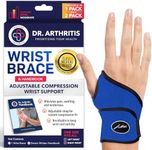 Doctor Developed Wrist Supports/Wrist Brace - Relief for Carpal Tunnel, Wrist Injuries, Wrist Support for Arthritis, Hand Support, Hand & Wrist Braces, Wrist Strap and Doctor Handbook (1, Blue Wrist Brace (Single))