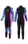 Yikayin Kids Wetsuit Full Length, 2.5MM Teens Diving Swimming Suit Back Zipper, Boys Girls Neoprene Wetsuit for Swimming Diving Snorkeling Surfing SUP - Purple Teens L