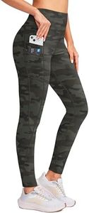 G Gradual Women's Fleece Lined Winter Leggings with Pockets Water Resistant High Waisted Thermal Warm Pants Running Hiking(Green_camo,XXL)
