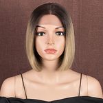 Style Icon Lace Front Wigs BOB Wigs for Black Women Synthetic Hair Straight 10 inches Middle Part Blunt Cut Heat Resistant Fibers (TT6/23C)