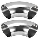 MUKLEI 2 Pack 3 Inch 304 Stainless Steel Elbow 90°Mandrel Bend Elbow, Thickness 2mm Stainless Steel 90 Degree Exhaust Elbow for Car Modified Exhaust Elbow Pipe, Stair Handrail