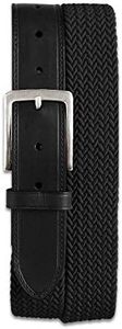 Harbor Bay by DXL Men's Big and Tall Stretch Braided Leather Belt Black 50/52
