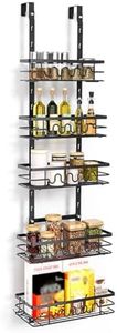 GarveeHome Over The Door Storage Rack, 5 Layers Metal Pantry Door Organizer Wall Mounted Behind Door Storage Cabinet Over The Door Pantry Organizer for Kitchen Bathroom Easy to Install