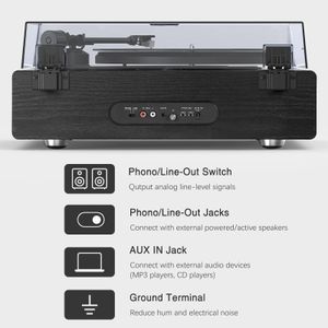 1 by ONE Vinyl Record Player – Black Turntable