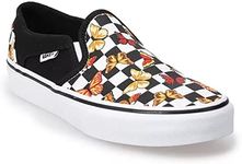 Vans Unisex Asher Canvas Slip On Design - Butterfly Checkerboard Multicolored, Butterfly Checkerboard Multi, 6 Women/4.5 Men