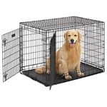 MidWest Homes for Pets Ultima Pro Series 42' Dog Crate; Extra-Strong Double Door Folding Metal Dog Crate w/Divider Panel, Floor Protecting 'Roller Feet' & Leak-Proof Plastic Pan