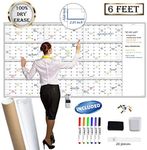 Large Reusable Dry Erase Yearly Wall Calendar Whiteboard- 38"x72" Jumbo Laminated 12 month Task Organizer - Undated Annual Schedule Planner for Home, Office, School Projects