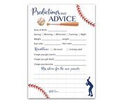 BASEBALL Prediction and Advice Cards - Pack of 25 - Sports Navy Blue BOY Baby Shower Games, Wishes for New Parents Mom & Dad to be Mommy & Daddy Message Little Slugger Shower Activity G900-PDAV