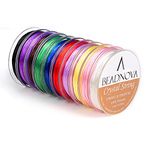 BEADNOVA 1mm Elastic Stretch Polyester Crystal String Cord for Jewelry Making Bracelet Beading Thread (12m/ Roll, Total 10 Rolls Mixed Color)