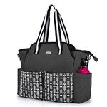 CURMIO Teacher Work Bag for Women, Portable Teacher Utility Tote Bag with Padded Laptop Sleeve, Black