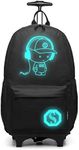 Kono Children Luggage Suitcase Luminous Music Kids Laptop Backpack Cabin Wheeled Travel Business Wheeled Rolling Trolley Hand Case 25L