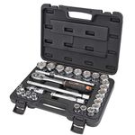 GROZ 27 pcs 1/2 inch Socket Tool Kit for Mechanics, Professionals, DIYs | Chrome Vanadium| 3X Durable Sockets| KIT/SKT/H/1-2/27/UG