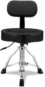 Pinikuyiro Drum Stool Throne with Backrest Hydraulic Adjustable Guitar Chair Saddle Seat Drum Stool for Adult Drummers for Piano Guitar, Black
