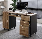 Modern Design By Crafts & comfort Venice Computer Desk - Office Desk with 3 Drawers & CPU Storage Cabinet - Laptop Workstation with Keyboard Tray & Cable Hole - Home & Office Supplies -Cass/Black