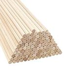 Belle Vous Natural Round Wood Dowel Rods (100 Pack) - 18cm / 7.09 Inches - Extra Long Unfinished 9.5mm Wooden Craft Sticks - Dowels for Woodcraft, Art Projects, Decorations & DIY Crafts