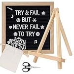 Belle Vous Felt Letter Board - 25.5 x 25.5cm/10.04 x 10.04 Inches - Rustic Wooden Frame & Tripod Stand - 332 Letters, Symbols, Numbers, Emojis & Storage Bag - Changeable Sign, Message & Memo Display