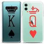 Cavka Matching Couple Cases Compatible with Apple iPhone 11 Queen Hearts King Pikes Black Red Clear Cards Gift Girlfriend BFF Silicone Cover Anniversary Cute