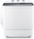 Portable Washing Machine 17.6Lbs Capacity Washer&Dryer Combo 2 In 1 Mini Compact Twin Tub Laundry Washer(11Lbs) & Spinner(6.6Lbs) with Gravity Drain Pump for Apartment,Dorms,RV Camping(grey+white)