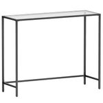 VASAGLE Console Table, Entrance Table, Sofa End, Tempered Glass Table Top, Easy Assembly, Adjustable Legs, for Living Room, Entryway, Corridor, Ink Black, Transparent LGT026B01