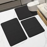 Bath Mat Set Bathroom Mat Set, Ultra Soft Memory Foam 3 Piece Bathroom Rug Non Slip Absorbent Machine Washable Toilet Mat Bathroom Carpet Floor Mat (Black, 17” X 24”+U20” X 24”+20” X 32”)…