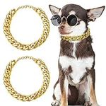 2 Pieces Dog Link Chain Gold Neckla