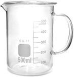 QWORK® 500ml Beaker Mug with Handle, Borosilicate Glass Measuring Cup