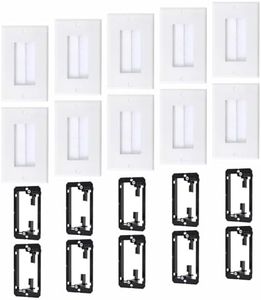 10 Pack Brush Wall Plates with Low Voltage Mounting Bracket, Cable Pass Through Insert for Wires, In-Wall Cable Management for HDTV, HDMI, Network, Ethernet, Home Theater Speaker Systems