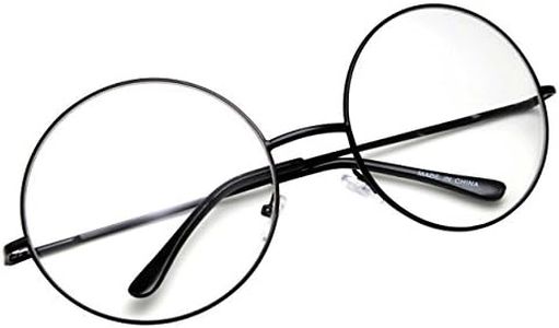 grinderPUNCH - Non-Prescription Round Circle Frame Clear Lens Glasses Large Black