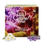 Tea Culture of The World Stress Reliever Herbal Tea | Lavender, Wild Sage, Chamomile | Soothing And Relaxing Herbal Tea | Calming Tea Teabags, 16 Count, 280grams