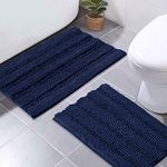 NICETOWN Navy Blue Bathroom Rugs, U