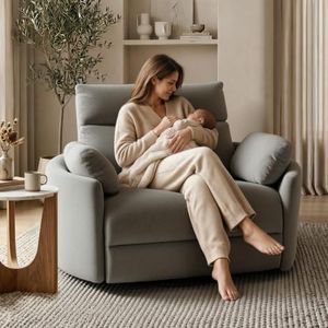 FLEXISPOT Mochi-Plus 54" Swivel Rocker Power Recliner, 450 lbs, Light Grey
