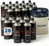 TECHEF 28 Pack x 8oz Butane Gas Fuel Canisters Cylinders Tin with Dual Safety System for Portable Gas Stoves, Camping Stoves, Gas Burners, Cooking Torch, UL Listed, Made in Korea