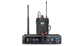 UHF Wireless Professional in-Ear Monitor System with Earphone, Rack Mount, Professional IEM Stereo System Transmitter and Beltpack for Studio, Band Rehearsal, Live Performance (with Single Bodypack)