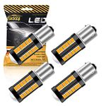 Sidaqi 4 Pack BAU15S PY21W 1156 LED Bulbs Amber Replace for Front and Rear Turn Signal Lights 5630 33SMD 900LM/Bulb 3.6W Interior RV Camper Bulbs