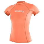 O'Neill Wetsuits Women's Wms Basic Skins Short Sleeve Sun Shirt Rash Vest, Light Grapefruit, S UK