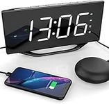 Mesqool Loud Vibrating Alarm Clock for Heavy Sleepers/Kids, Digital Loud Alarm Clock with Bed Shaker, 8.7" LED Display Battery Backup Alarm Clocks Bedside, 7 Levels Volume & Brightness, 12/24H DST