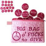 Big Bag of Fucks to Give Zipper Pouch - Fucks to Give Gag Gift, 9/17pcs Embroidery Fucks to Give Coins, Jar of Fucks to Give, Stress Relief Gadgets Funny Gifts for Friends Coworkers (Pink-17PCS)