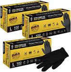 Dura-Gold HD Black Nitrile Disposable Gloves, 3 Boxes of 100, Size Large, 6 Mil - Latex Free, Powder Free, Textured Grip