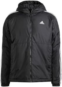 adidas Uomo Essentials 3-Stripes Insulated Hooded Jacket, Black, M